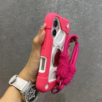 Dazzling IP16 Pro Max Lanyard Phone Case - Shockproof Double Ring Silicone Protector with Screen Protection for Ultimate Safety!