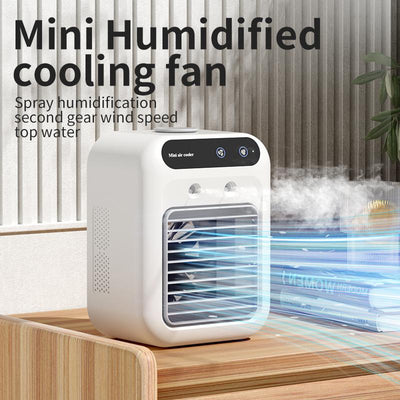Stay Cool Anywhere: Portable Air Conditioner with 2-Speed Cooling, 500ml Tank & 10-Hour Battery - Perfect for Home, Office & Travel!