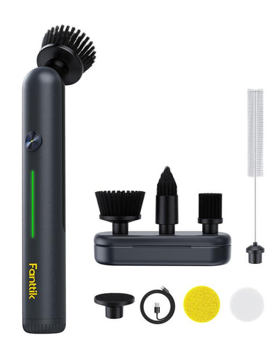 Fanttik G9 Nano Electric Spin Scrubber, Cordless Power Grout Brush, Type-C Fast Charging with LED Power Display, IPX7 Waterproof, 8 Replaceable Heads for Cleaning Grout, Tile, Shower, Tub - Black Cleaner Portable Rechargeable